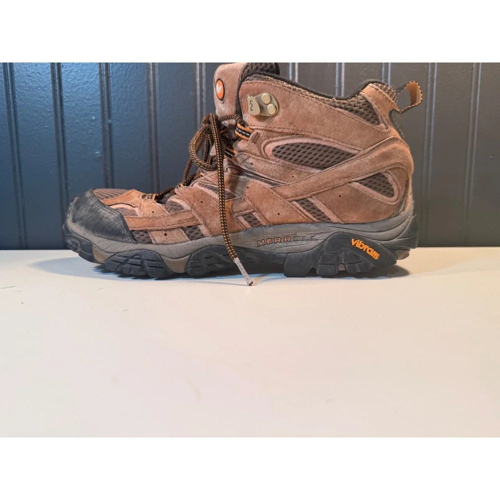 Merrell Moab Mid Hiking Boots Mens 9 Earth Brown Suede Mesh Vibram J06047
